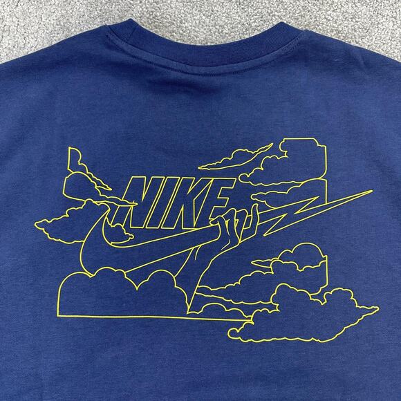 Nike Sweatshirt Mens 2XL Navy Crewneck Fleece Back Graphic Pullover FZ0764-410 - Picture 3 of 11